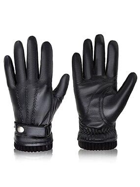 Mens Leather Gloves Cashmere Lined Touchscreen Winter Warm Driving Gloves